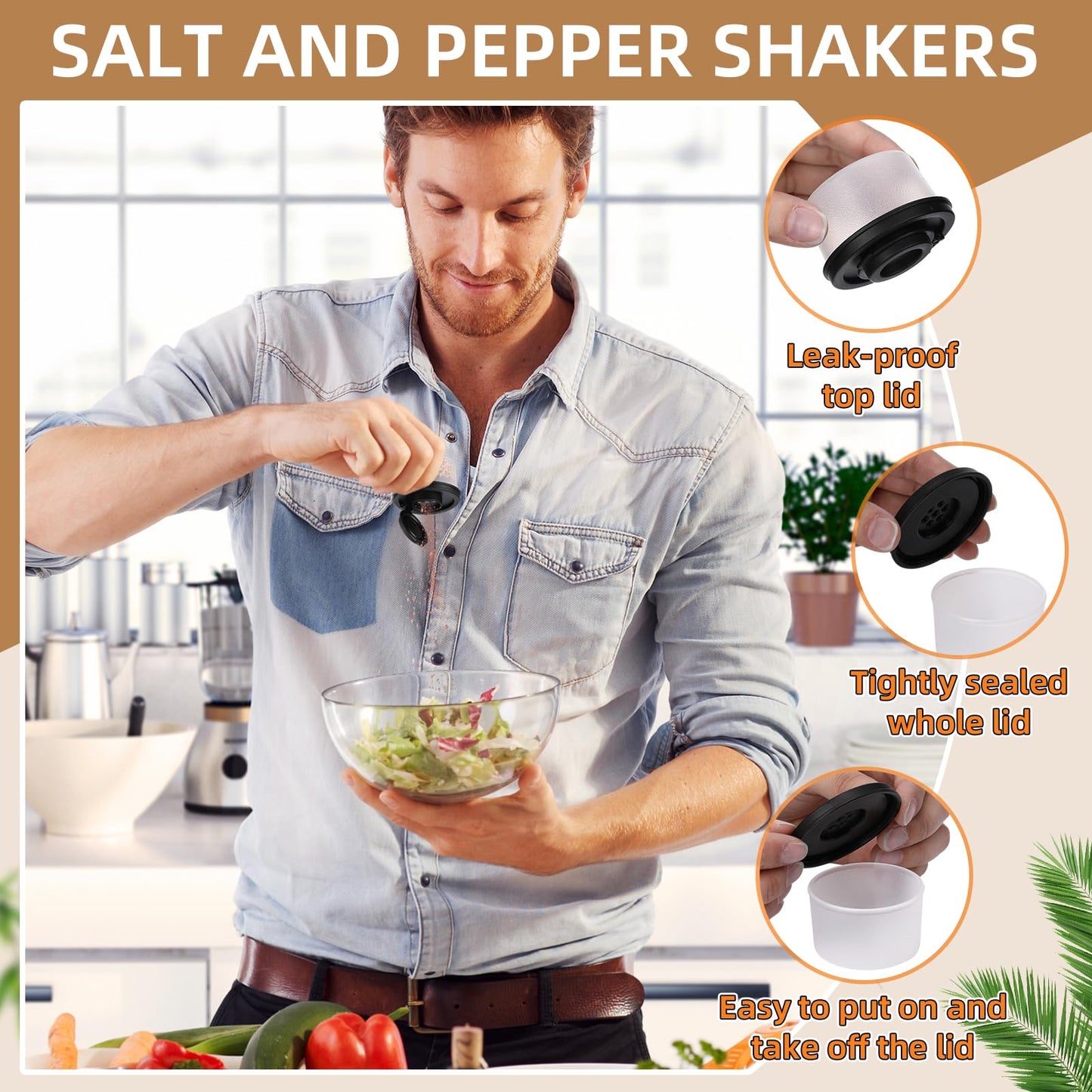 Acellegic 12 Pack Mini Salt and Pepper Shakers Moisture Proof Set Lids Plastic Airtight Dispenser for Camping Picnic Outdoors Kitchen Lunch Boxes Travel Spice(Black,White)