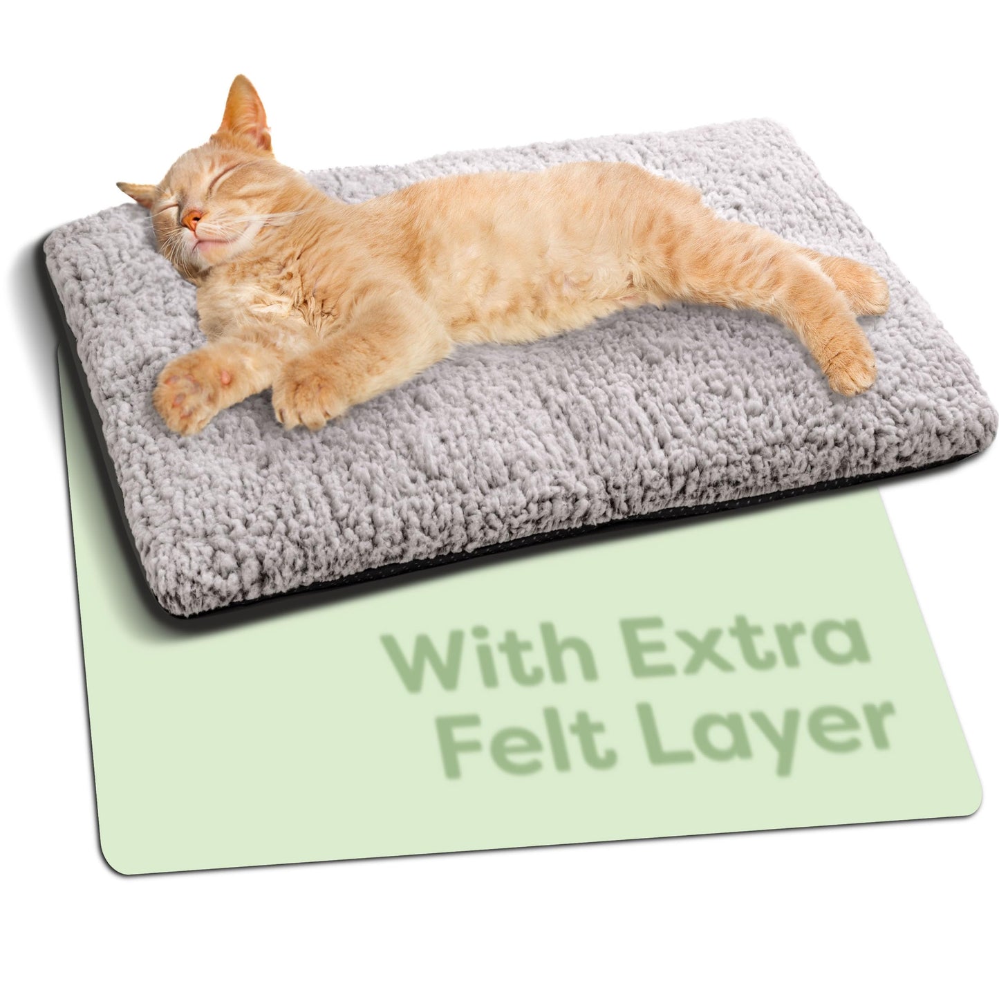 Knupis Self Heating Cat Bed - 60 x 45 cm - Soft & Cuddly Cat Blanket - Noise Dampening - Washable Cover - Non-Slip Underside (Grey)