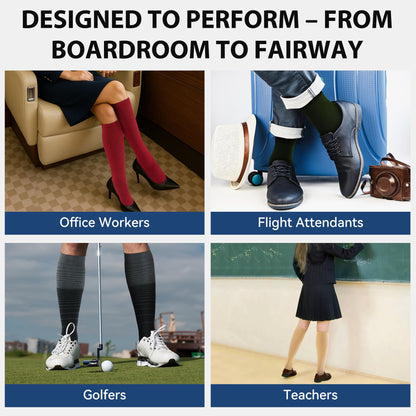 NEWZILL Compression Dress Socks for Men & Women Circulation | Cotton Rich Comfortable Socks 15-20mmHg | BEST Stockings for Business Casual Running Medical Athletic Knee-High Support Socks