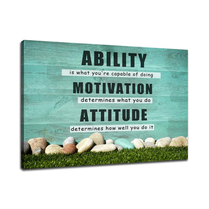 Motivational Wall Decor Inspirational Office Canvas Wall Art Ability Positive Poster Print Artwork for Home Bedroom Bathroom Office Wall Decoration Framed Ready to Hang [18''Wx12''H]