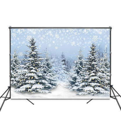 Fitumiw Winter Snowy Forest Scene Backdrop 7x5ft Christmas Winter Wonderland Photography Background Party Decorations Xmas Pine Trees Banner Photo Booth Props