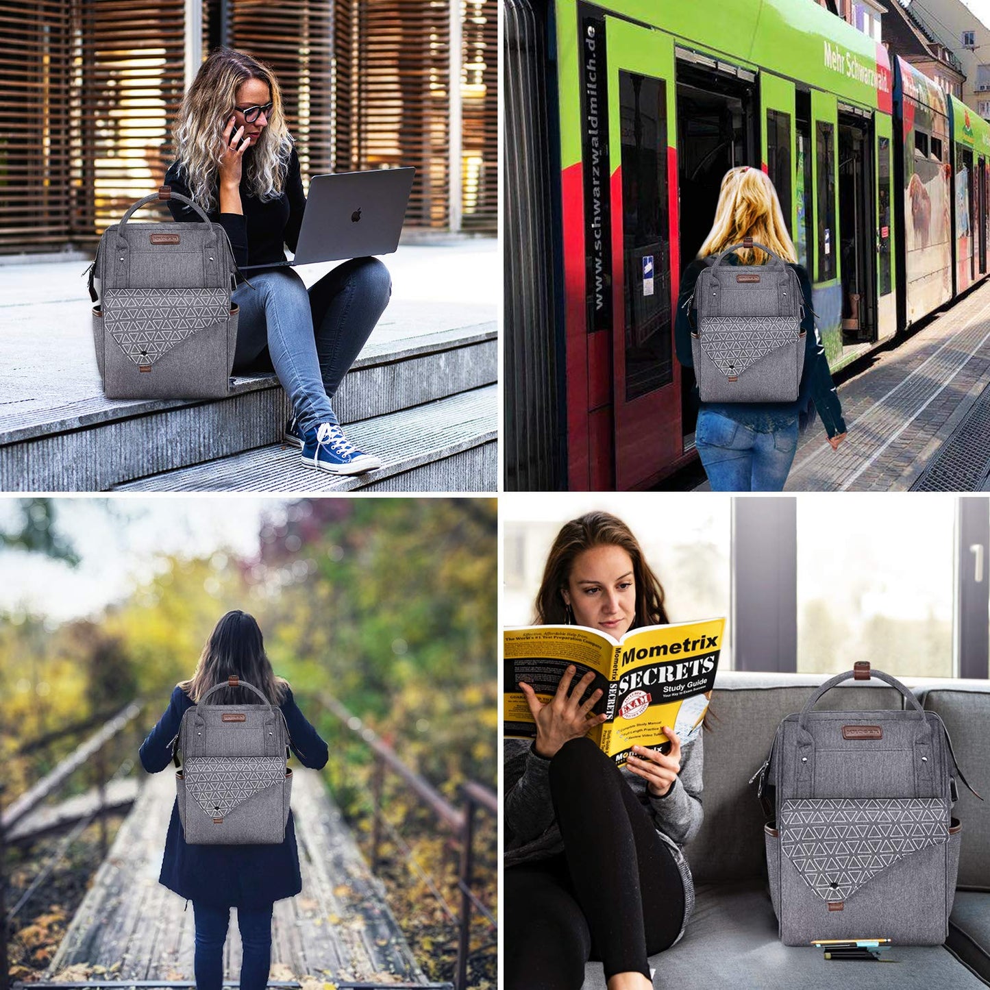 KROSER Laptop Backpack 15.6 Inch Stylish Computer Backpack with USB Charging Port Water-repellent College Daypack Travel Business Work Bag for Women/Men