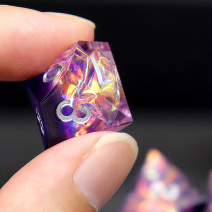 Haxtec DND Dice Set Sharp Edge Resin Dice with Dice Case Purple D&D Polyhedral Dice for TTRPGs Dungeons and Dragons DND Gift