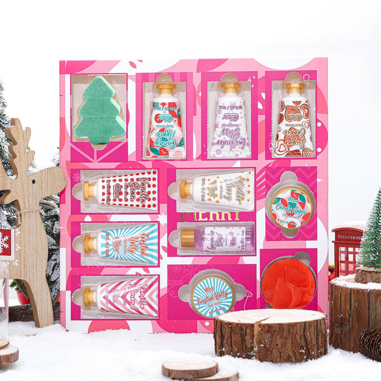 Advent Calendar 2025 Christmas Holiday Gifts for Women 12 Days Beauty Countdown Calendar 2025 Xmas Gifts Set 12pcs Spa Hand Cream Gifts Sets for Women with Hand Lotion Body Lotion Bath Sets Pamper Kit