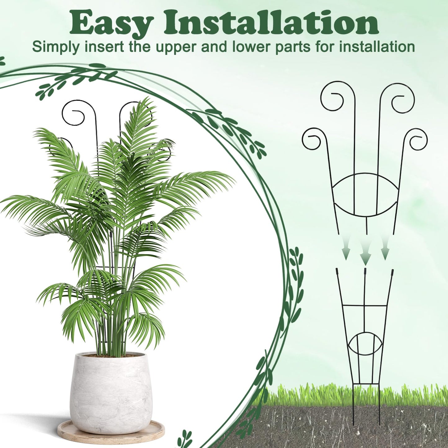 4 Pack Metal Trellis for Climbing Potted Plants Indoor Outdoor - 30 Inch Rustproof Garden Stakes, Plant Support for Monstera Pothos Ivy Hoya Vines, Potted Houseplant