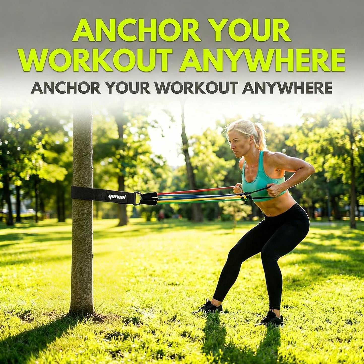 Resistance Band Door Anchor with 880LBS Carabiner | Heavy Duty Workout Strap for Home Gym, Outdoor & Physical Therapy Training | Fits All Loop Bands & Exercise Tubes