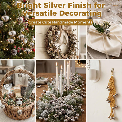 MCPINKY 300PCS Jingle Bells Bulk, 1 Inch Craft Bells for DIY Crafting, Christmas Holiday Home Decoration, Silver