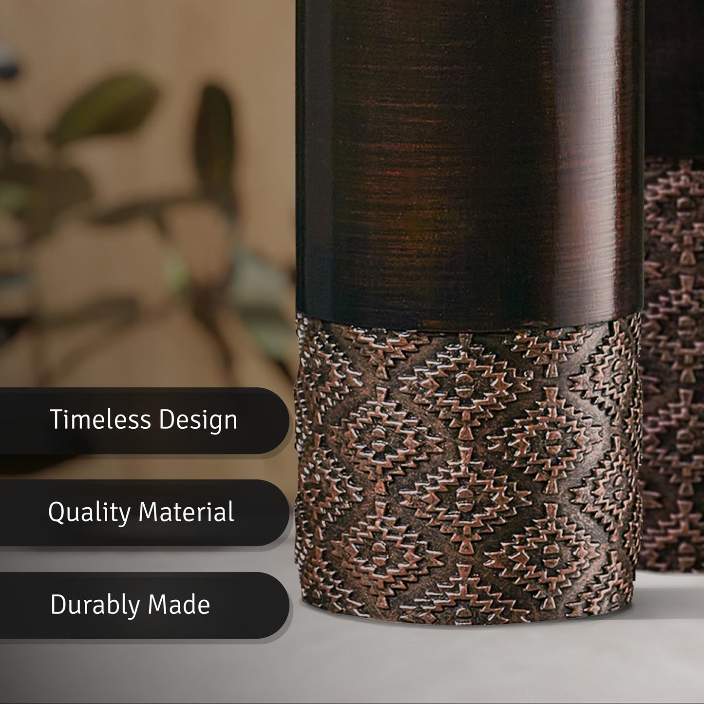 Creative Scents Dublin Brown Centerpiece Tray with Three Matching Orbs and A Set of Three Vases – Perfect for Table Decor in The Living Room Or Dining Room Or Coffee Table Decor
