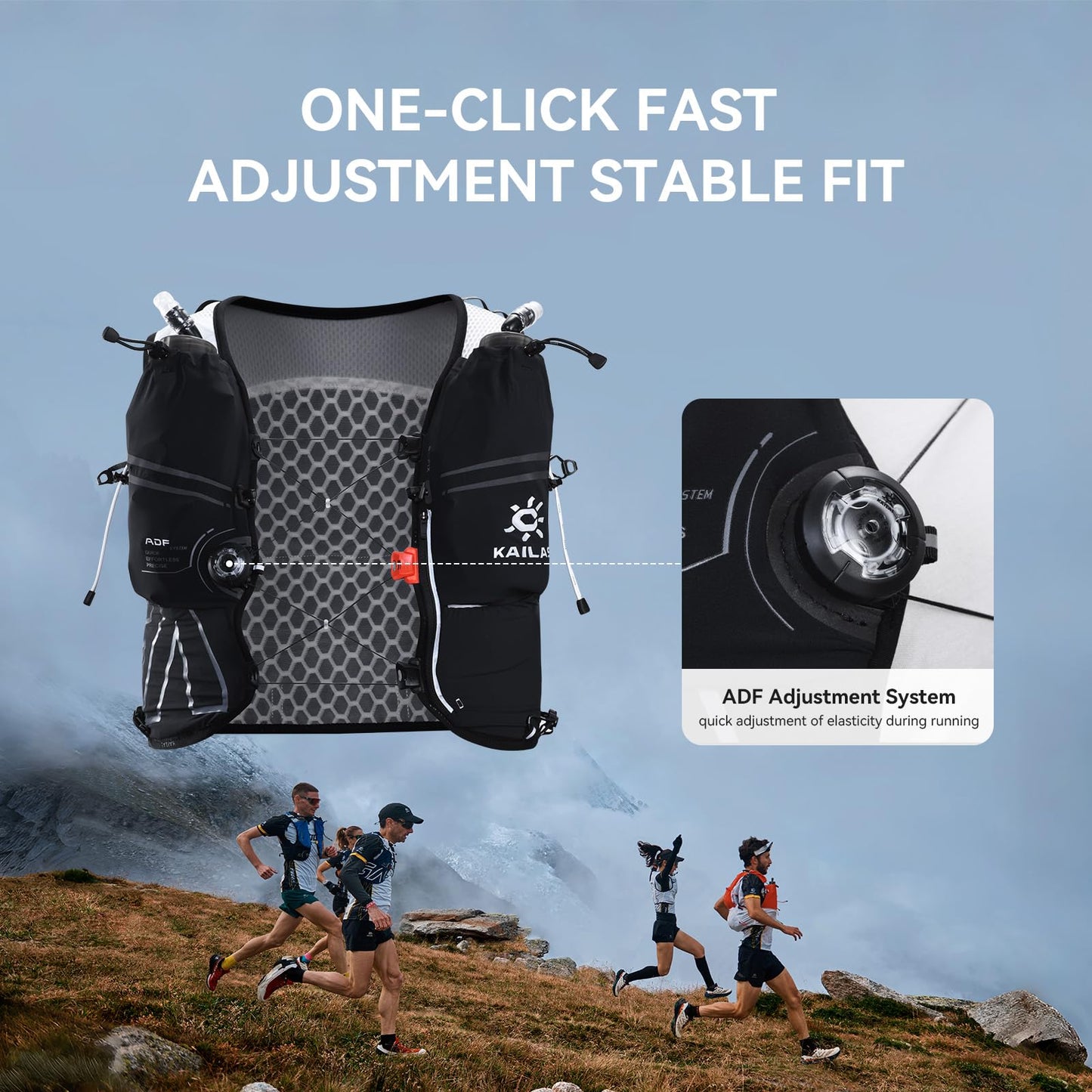 KAILAS FUGA AIR 5 Ⅳ Running Hydration Vest Hydration Pack Lightweight with Two TPU Water Bladders for Women Men Trail Cycling Hiking Black L