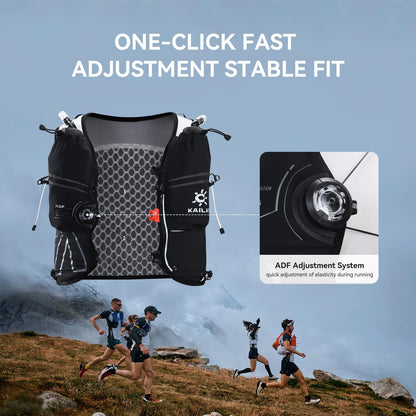 KAILAS FUGA AIR 5 Ⅳ Running Hydration Vest Hydration Pack Lightweight with Two TPU Water Bladders for Women Men Trail Cycling Hiking Black L