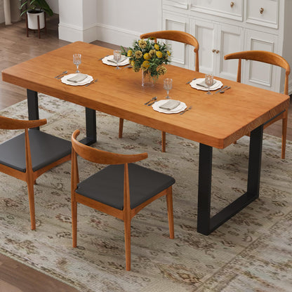 quanzhoulong Stylish Modern Minimalist Solid Wood Dining Table with Sturdy Metal Base – Easy Assembly, Versatile Design for Dining Rooms, Living Rooms, and Offices