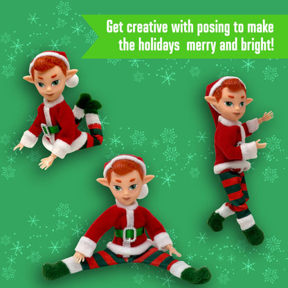 The Original Elf Christmas Dolls, Mini 5.5" Christmas Elf Doll, Toy for Kids or Décor, Toy Elf Dolls, Poseable Little Shelf Sitters with Dangling Legs