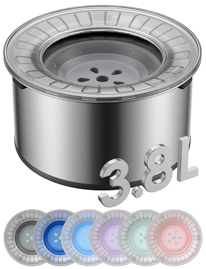 Heouvo 1 Gallon Large Dog Water Bowl No Spill,【Anti Digging Lid & Rubber Bottom】 Spill Proof Dog Bowl, Anti Splash Mess Dripless Slow Drinking Stainless Steel Water for Sloppy Messy Drinkers Car