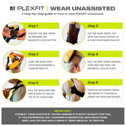PLEXFIT Athletic Arm Sling Class A Medical Device - Shoulder Sling Immobilizer for Injury Support - For Elbow & Wrist Too - Men & Women (Large Left, White & Black)
