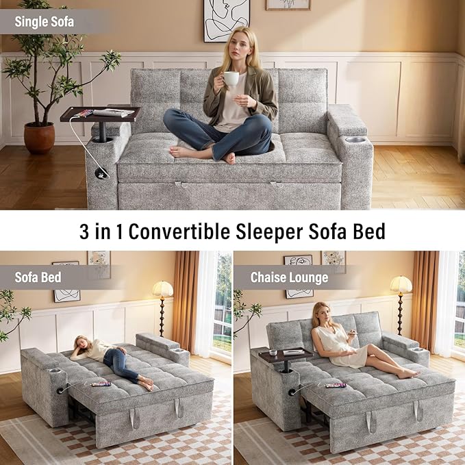 65'' 3-in-1 Convertible Sofa Bed
