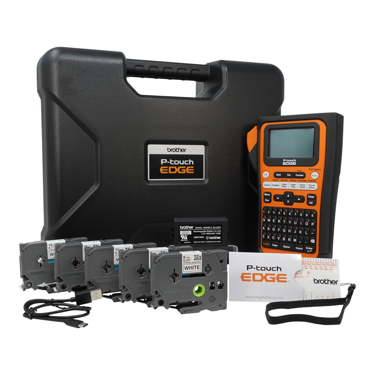Brother PT-E310BTBP Contractor Kit: P-Touch Handheld Industrial Label Printer with Bluetooth & USB-C Plus 5 Tapes (up to 18mm Labels)
