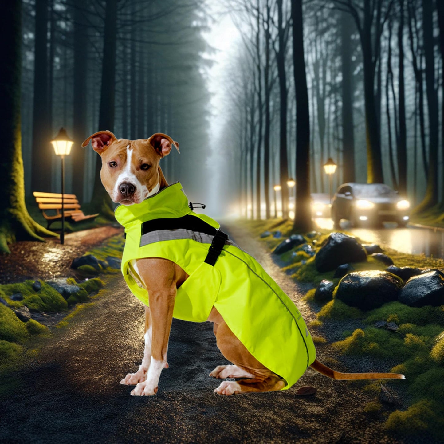 DOGOPAL Dog Raincoat - Waterproof, Lightweight Dog Rain Coat for Small, Medium, and Large Dogs with High Visibility Reflective Straps and Harness Hole (Yellow, M)