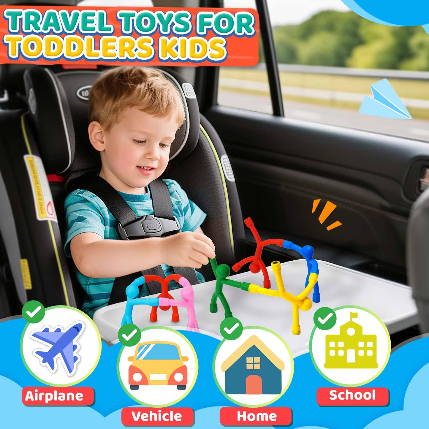 Magnetic Travel Toys for Toddler 5PCS, Airplane Travel Activities Essential Fidget Toys for Kids 4-8 Road Trip ‌Sensory Toy, Fridge Magnet for Toddler 1 2 3 4 5 Year Old, Easter Basket Stuffers Gift