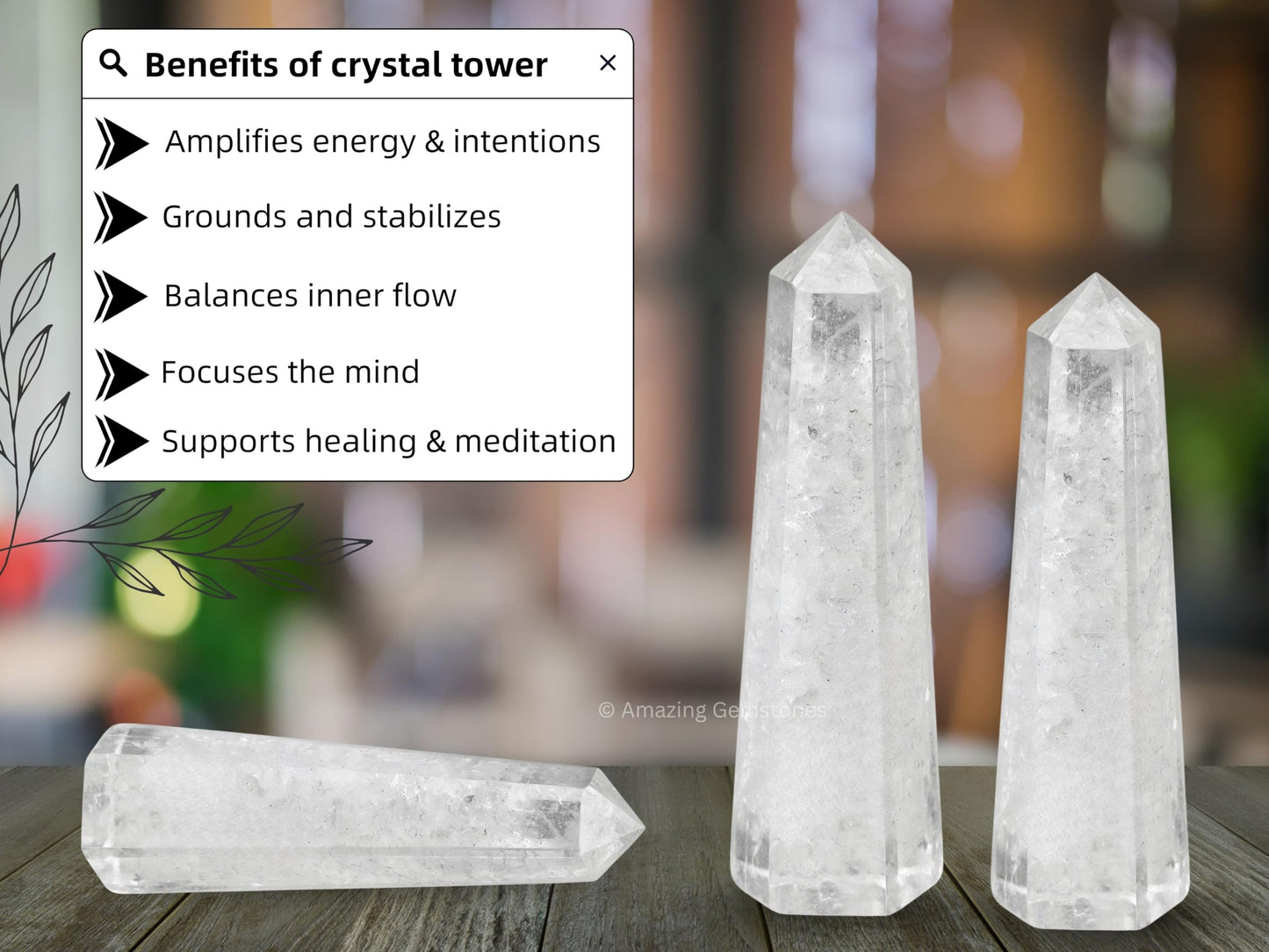 Amazing Gemstone Clear Quartz Crystal Towers ~ Natural Healing Crystal Point Obelisk for Reiki Healing and Crystal Grid (2" to 3" INCH)