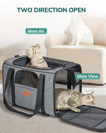 Morpilot Cat Carrier with Wheels Airline Approved, Pet Dog Carrier with Wheels for Small Dogs, Rolling Cat Carrier for Large Cats Puppy Stroller Detachable and Foldable Pet Travel Bag Dark Gray