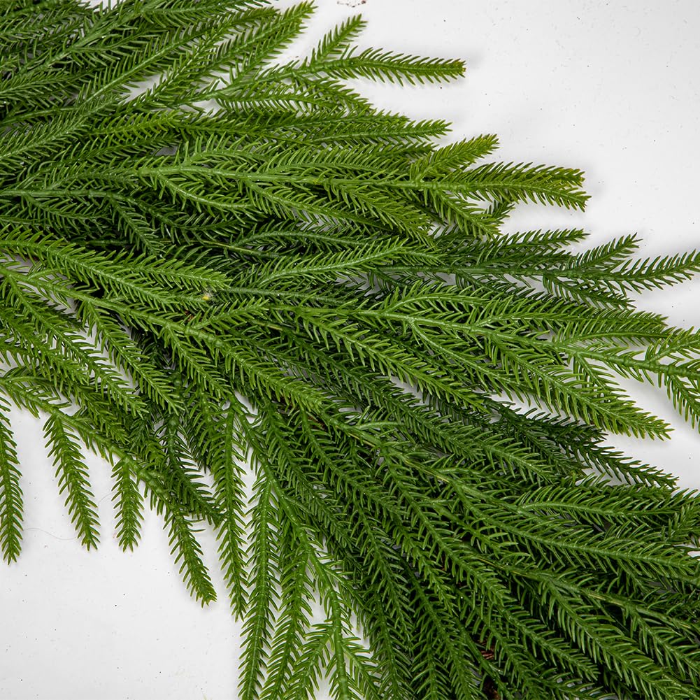 Hollyone 6FT Norfolk Pine Garland Real Touch Winter Pine Garland Faux Christmas Garlands Artificial Greenery Plant for Table Fireplace Mantle Wall Indoor Outdoor Mantle Holiday Christmas Home Decor