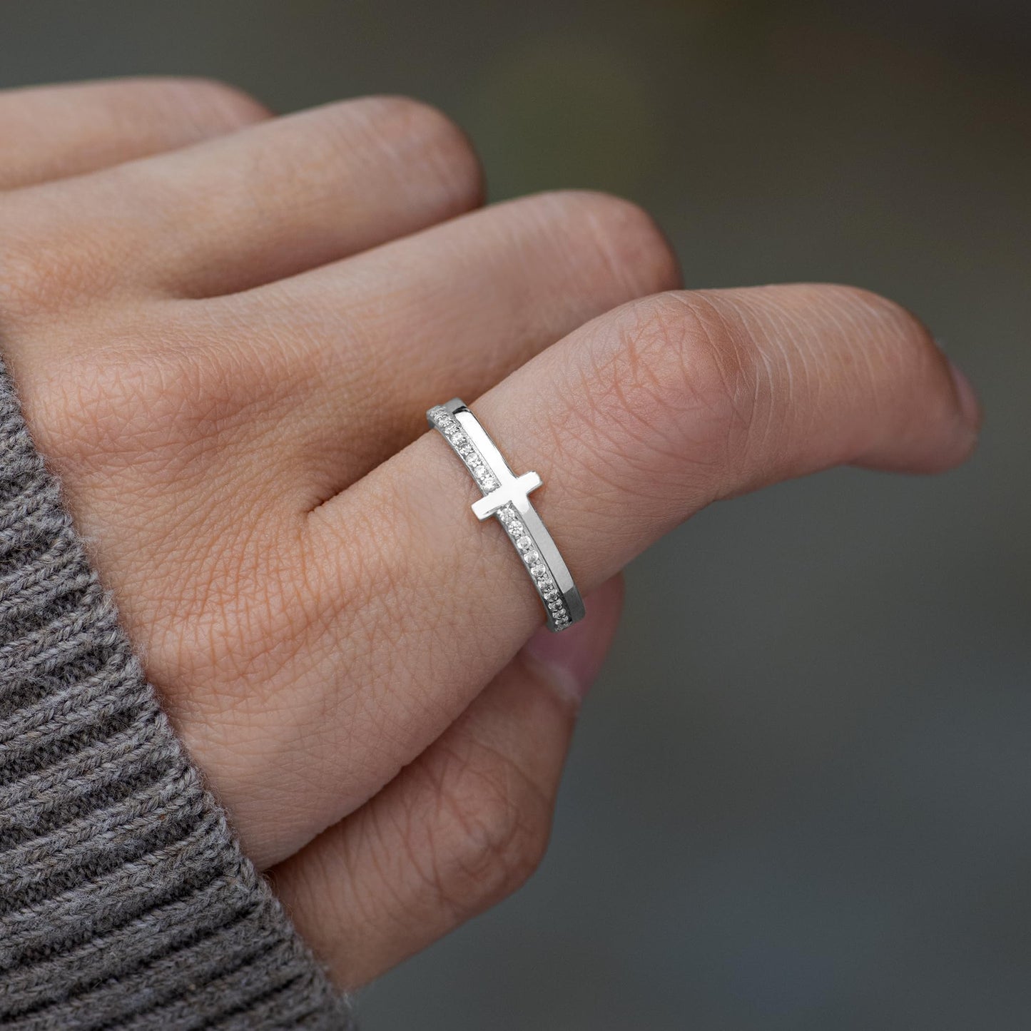 STORYJEWELLERY Religious Rings for Women, Cross Rings for Women, Silver Purity Ring, Christian Ring, Christian Jewelry, Confirmation Gifts, Baptism Gifts, Size 11