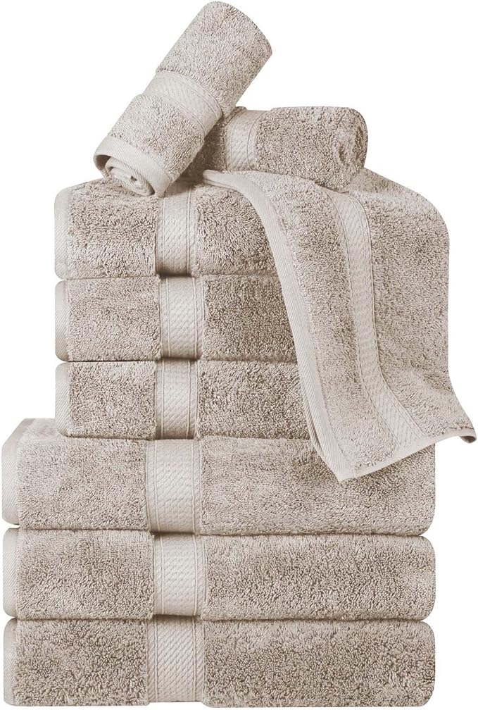 Superior Egyptian Cotton Pile 9 Piece Towel Set, Includes 3 Bath, 3 Hand