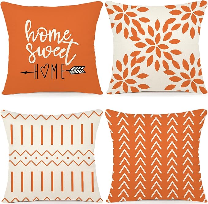 YCOLL Fall Pillow Covers 20x20 Set of 4, Modern Sofa Throw Pillow Cover