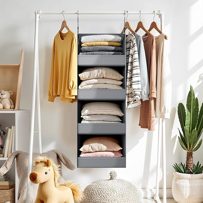 GRANNY SAYS 4-Shelf Hanging Organizer, Closet Hanging Shelves, Closet Hanging
