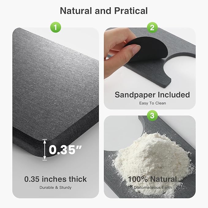 20" x 4" Stone Faucet Mat for Kitchen Sink, Quick Drying Diatomite Sink Tray