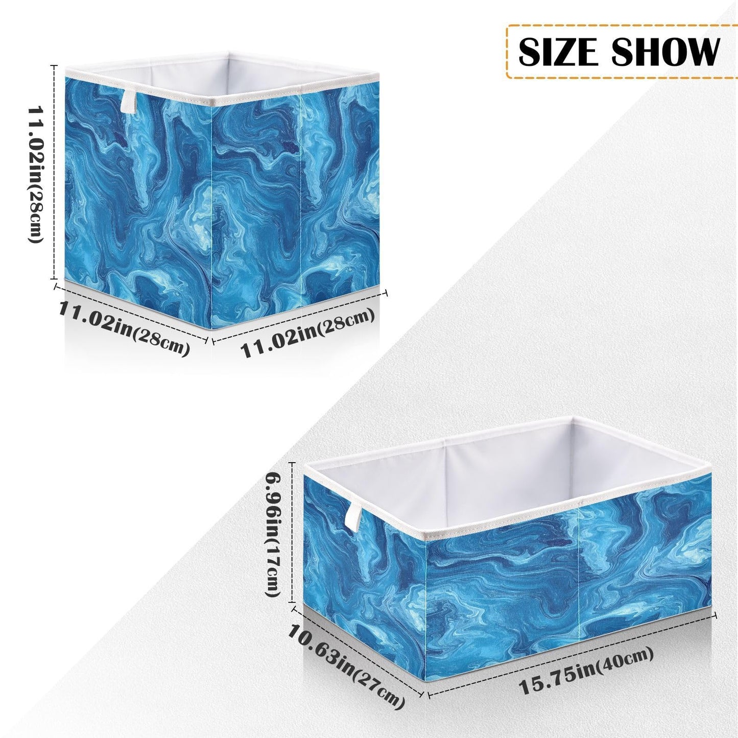 senya Large Storage Bins Blue Pigment Collapsible Foldable Storage Cubes Fabric Basket Closet Organizer Containers Box for Home Bedroom Office 11 x 11 x 11in