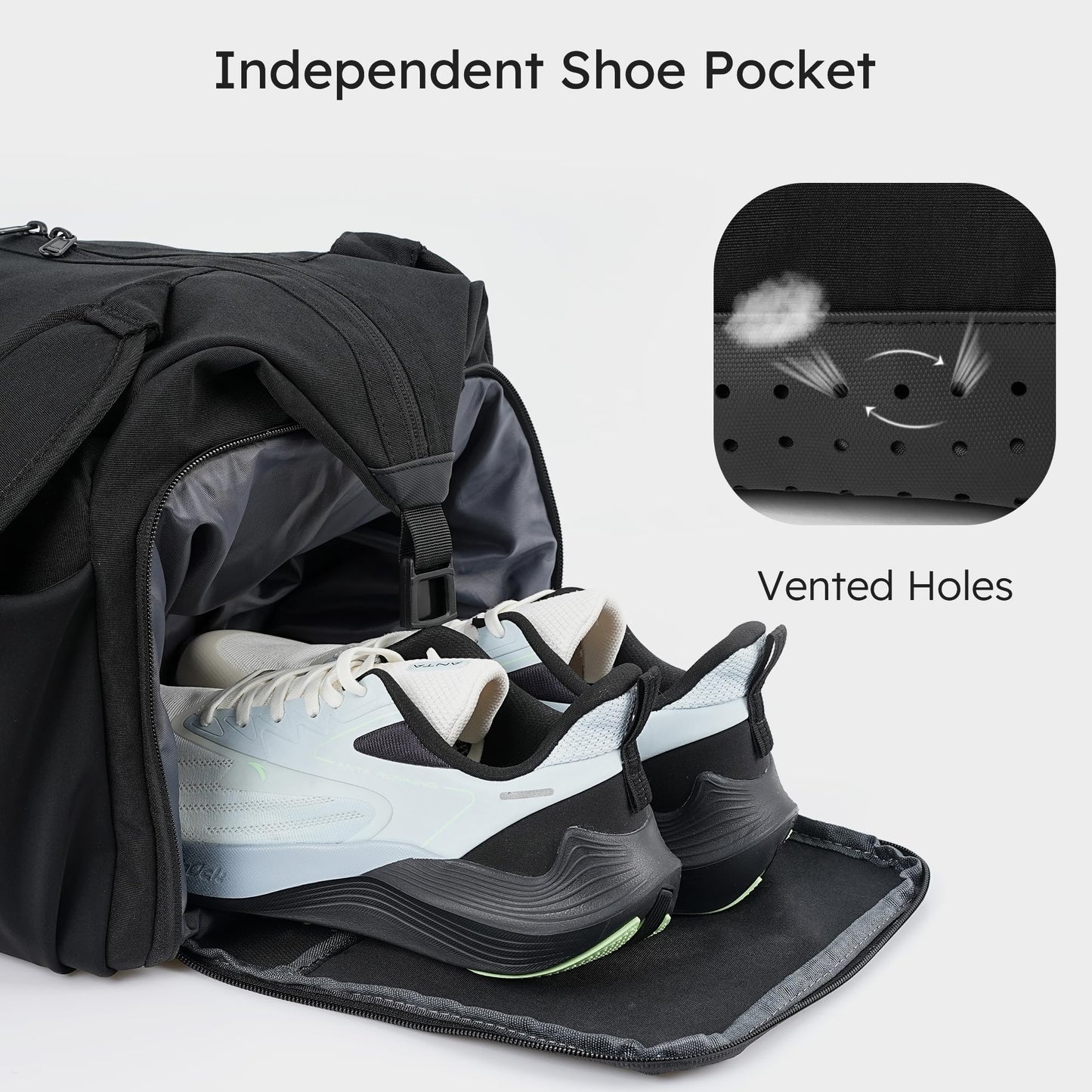 Kookoomia Gym Bag for Men with 2 Upgraded Bottle Holders Convertible Duffle Bag and Gym Backpack Waterproof Sports Bags with Shoes Compartment and Wet Pocket - Black