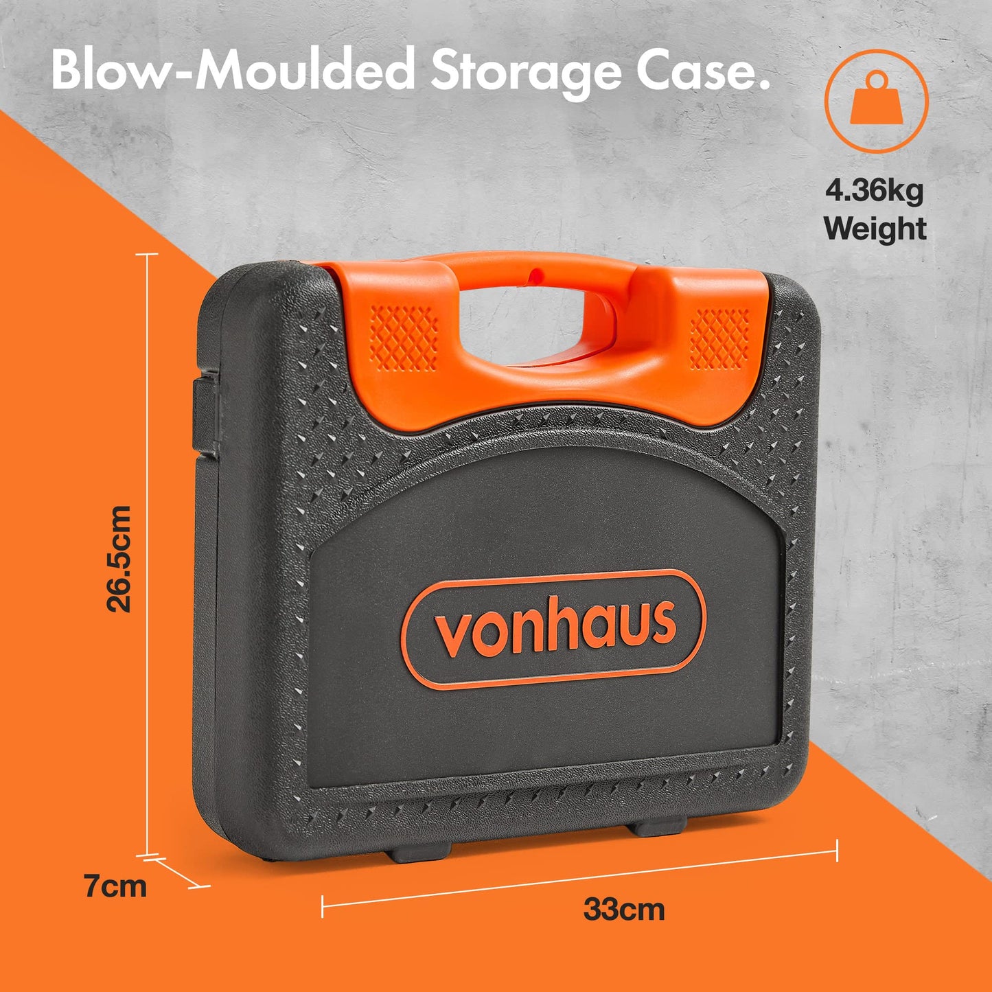 VonHaus 104-Piece Socket Wrench Tool Set with Extension Bar, Coupler, Ratchet, and Spanners, Screwdriver Bits and Carry Case