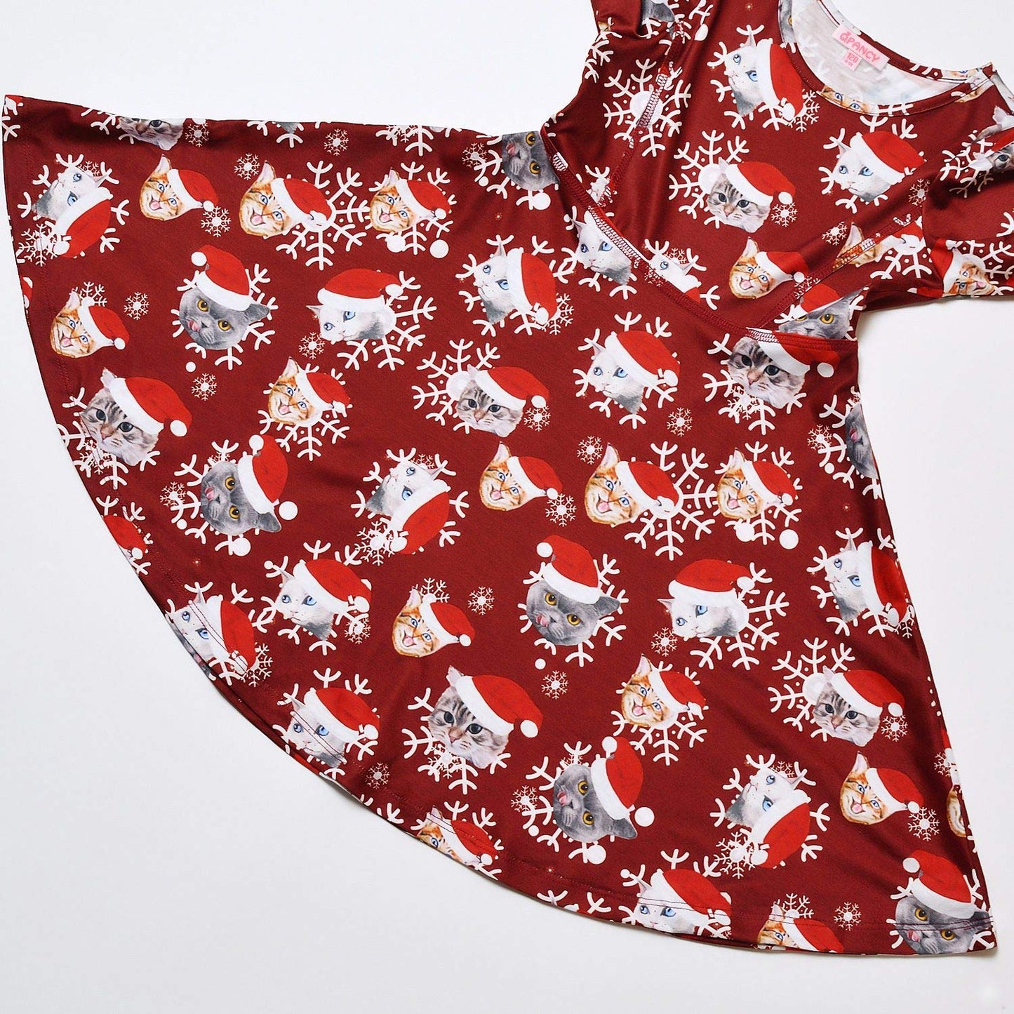 Kids Santa Cat Dresses for Girls Christmas Dress Clothes 6t 7t Burgundy