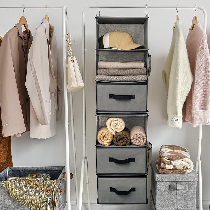 GRANNY SAYS 6-Shelf Hanging Closet Organizer, Separable to 2 Pack 3-Shelf