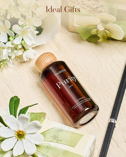 M&SENSE Linen Reed Diffuser: Upgraded Formula 6.3 fl oz Non-Toxic Aroma Set with Sticks, Long-Lasting Natural Essential Oil Gifts for Home, Bedroom