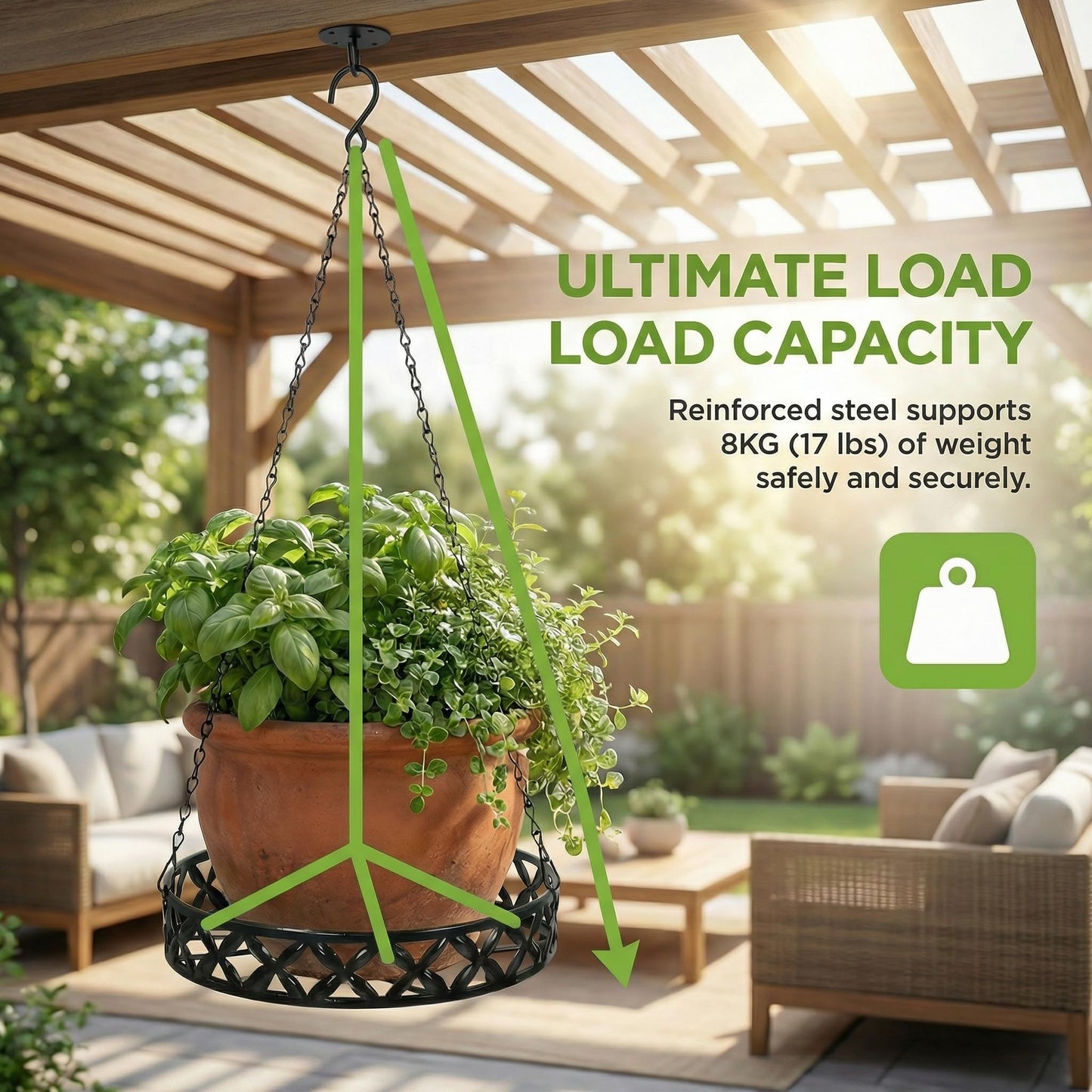 nclongshengsheng Hanging Planter with Metal Chain & Wall Hook, Stylish Indoor Outdoor Plant Hanger with 11 Inch Pot for Patio, Balcony, Porch Home Decor