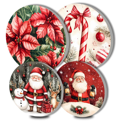 Tucocoo Christmas Electric Stove Burner Covers,4 Pcs Holiday Decor Round Stove Burner Cover,8 Inches and 10 Inches,Santa Claus Gas Stove Burner Cover,Metal Cooktop Kitchen Decorative