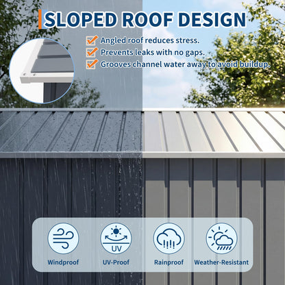 Garvee Outdoor Storage Shed 5x3 FT, Metal Garden Tool Shed with Lockable Doors & Vents, Weather-Resistant Backyard Storage Shed for Tools, Lawn Equipment & Patio