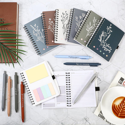 Dispowreath 20 Sets/40 Pcs Employee Appreciation Gifts Bulk A6 Inspirational Journal with Ballpoint Pen and Sticky Note Thank You Notebook for Staff Student Teacher Coworker(Boho Color)
