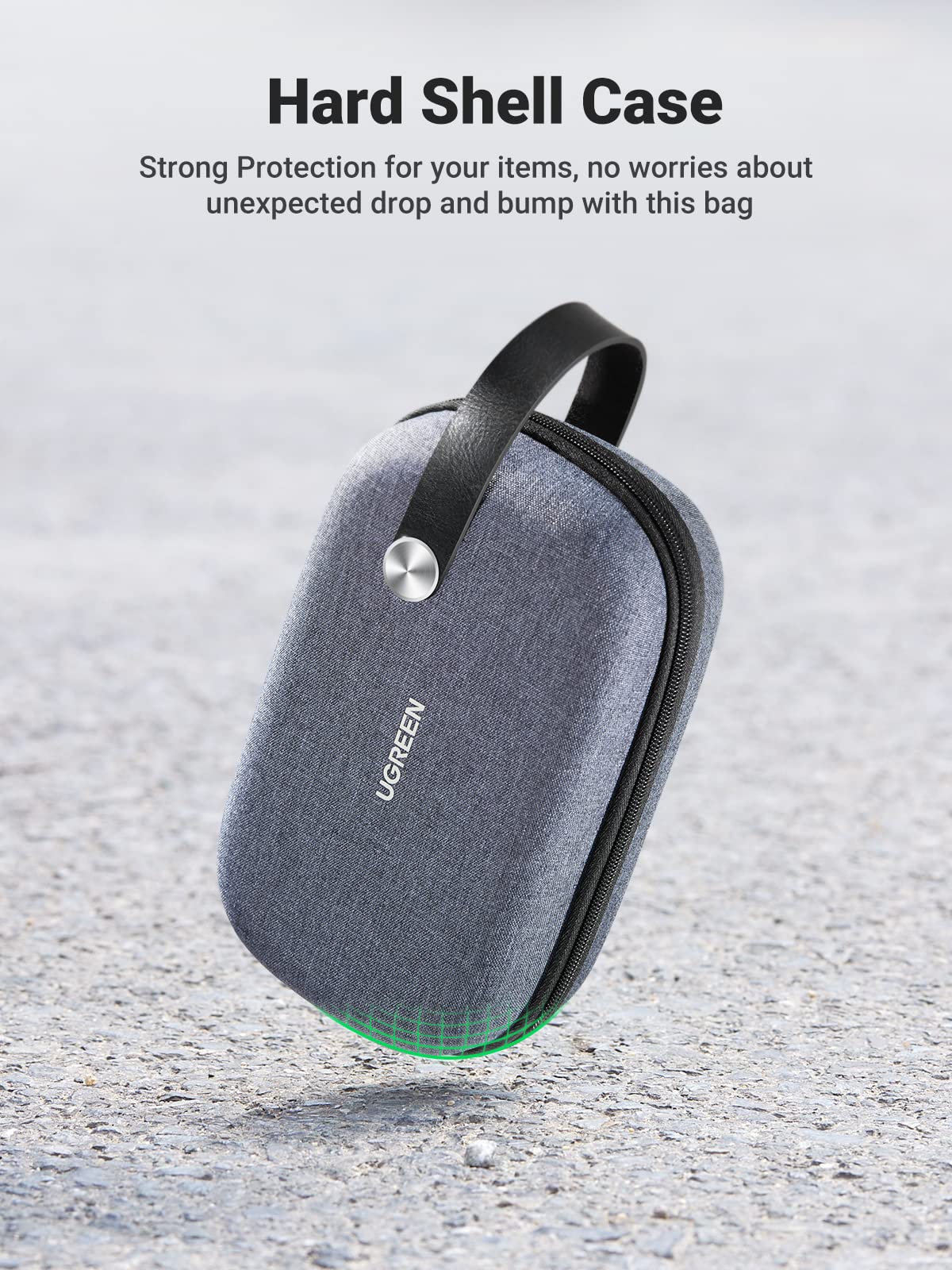 UGREEN Travel Accessories Bag, Portable Cable Organiser Travel Electronics Organiser Small Gadget Cable Bag Pouch, Hard Case for Charger Adapter Power Bank Hard Drive(Grey)