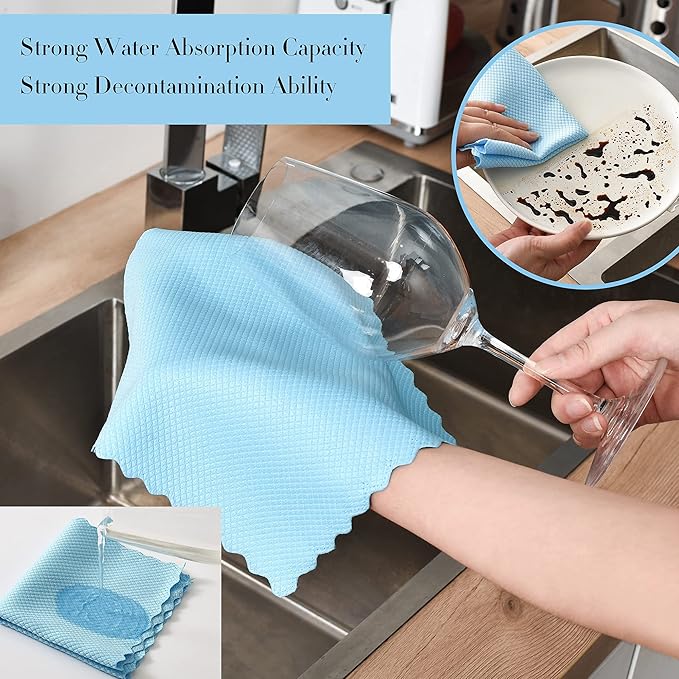 Streak-Free Miracle Cleaning Cloths, 20 Pack Fish Scale Cleaning Cloth Reusable