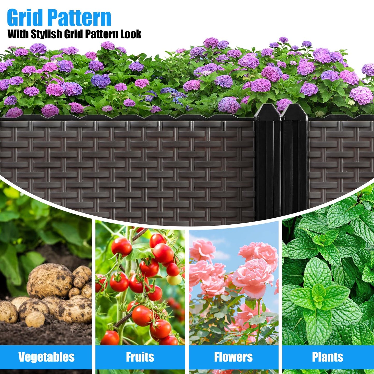 Large Raised Planter Box Outdoor Self Watering 62.9"x15.7"x14.2" , Deep Raised Garden Bed - Elevated Garden Box with Drainage Plug, Rectangular Garden Planter Perfect for Patio Balcony Deck