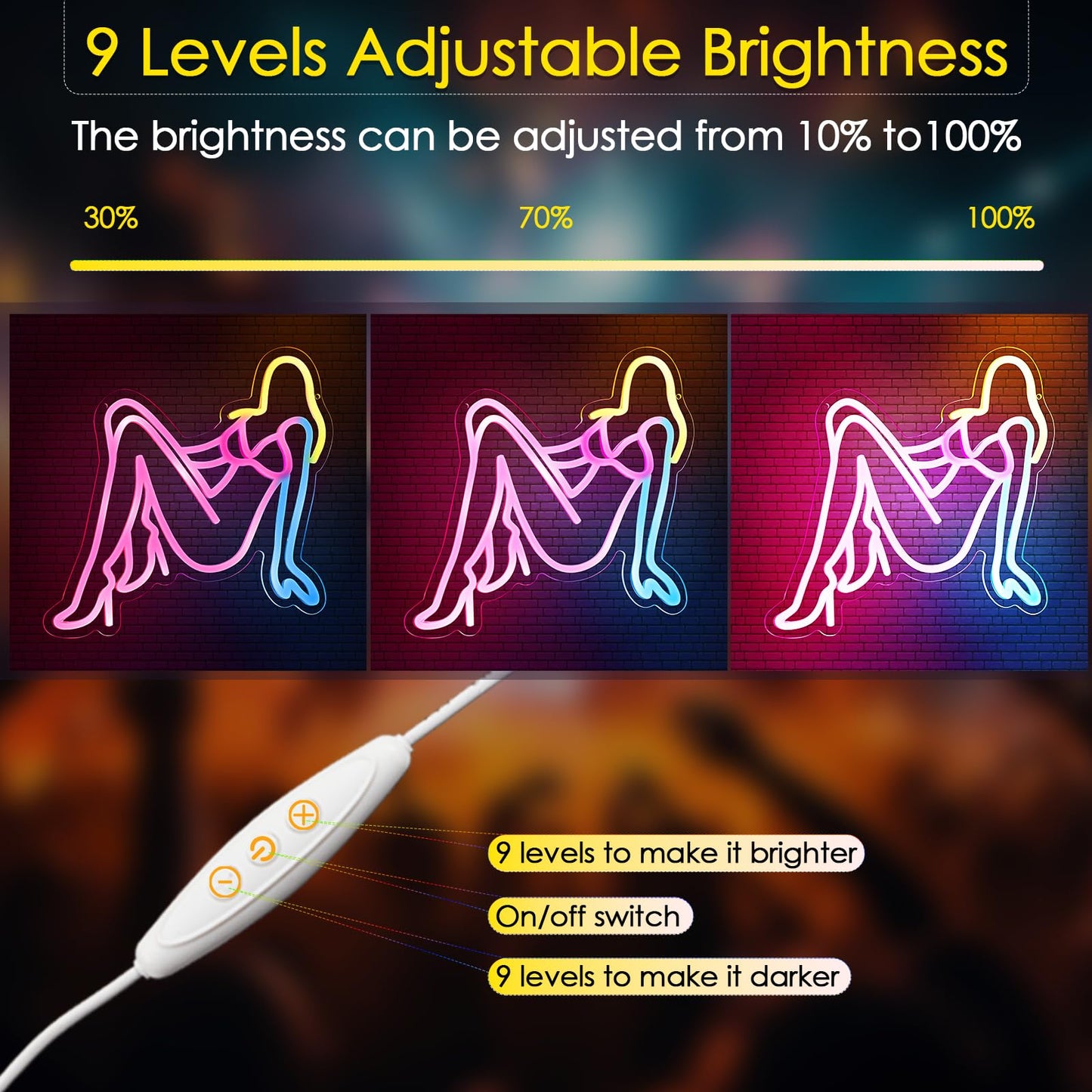 Golden Hair Beauty Neon Sign Neon Sign Led Neon Lights for Wall Decor Dimmable for Bedroom Led Sign USB Powered for Christmas Thanksgiving Birthday Party Girls Gifts