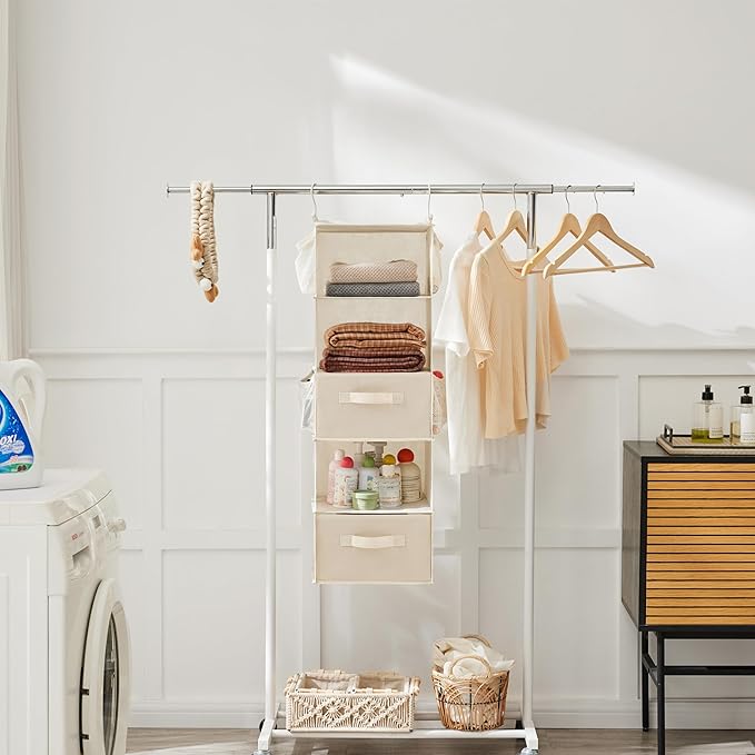 MAX Houser 5 Tier Shelf Hanging Closet Organizer, Cloth Hanging Shelf