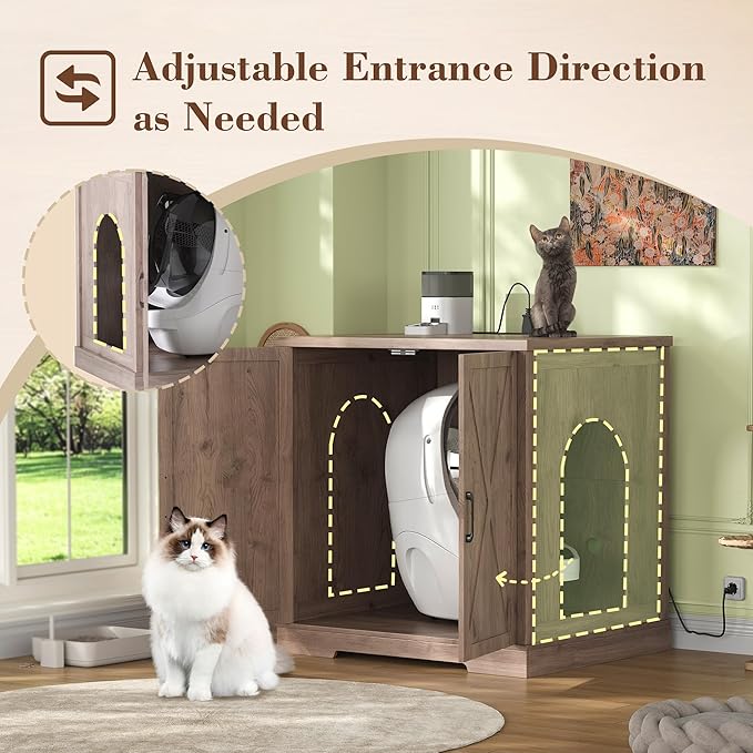 Heybly 34.5" Litter Box Enclosure, Large Robot Cabinet