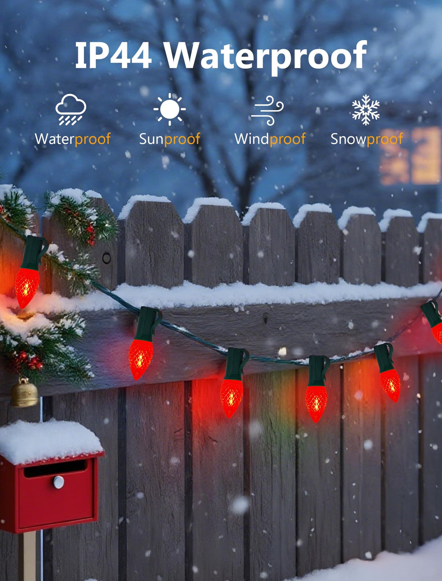 25 Pack C7 LED Replacement Light Bulbs, Shatterproof Christmas C7 LED Red Lights Bulbs for Outdoor String Lights Patio Party Window Candles Chandelier Decor, E12/C7 Candelabra Base, 2700K Warm White