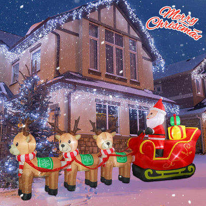 MUMTOP 12FT Long Christmas Inflatables Outdoor Decorations, Inflatables Santa Claus Sleigh with Reindeer Christmas Blow up Yard Decorations Built-in LED Lights for Outdoor Party Holiday Decor