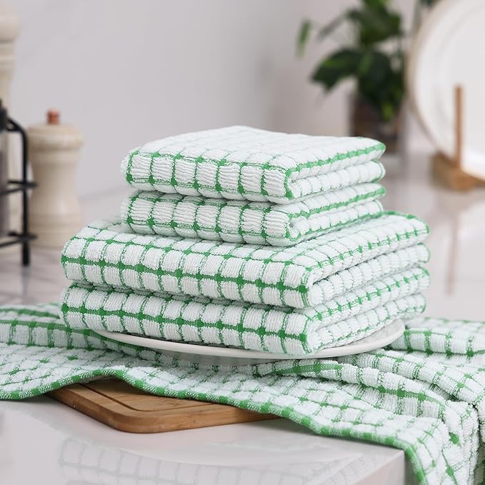 Homaxy Kitchen Towels and Dishcloths Set, 16 x 25 and 12 x 12 Inches, Super