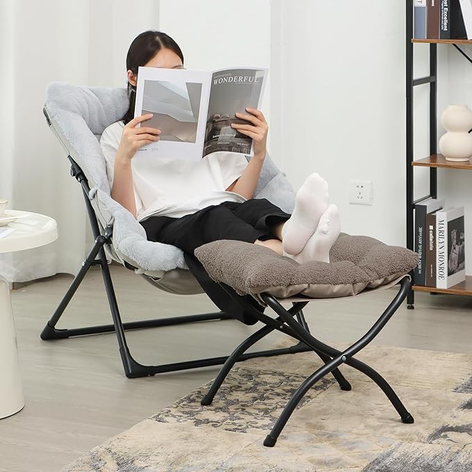15" Folding Ottoman, Foldable Footrest Stool, Portable Small Foot Stool